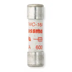 Fast-acting cylindrical fuse from the FWC Series, rated 16 A, 600 V AC, and 700 V DC. Non-indicating design. Used for overcurrent protection in power electronics, drives, and inverters in AC/DC circuits.