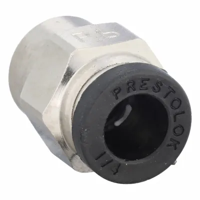 PARKER Push-Fit Fitting: 1/4 in OD x 3/16 in Pipe Size, Push-to-Connect x UNF - Nickel-Plated Brass Tube Fittings