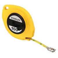 STANLEY Long Tape Measure: Manual, 34-106, SAE, 100 ft, 1/8 in, Plastic, Nonmagnetic Single Hook Tip