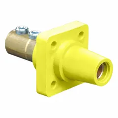 Female single pole receptacle rated for 400 A. Features a straight taper nose mating configuration and double set screw terminations. Suitable for high-current connections in industrial power distribution systems, such as electrical panels and manufacturing equipment.