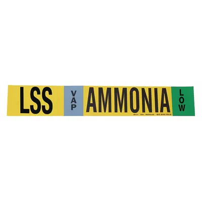 BRADY Ammonia Adhesive Pipe Marker LSS VAP Low 8 in and Larger - Ammonia Adhesive Pipe Markers