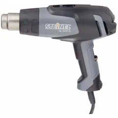 This STEINEL heat gun features a pistol-grip design for comfortable handling. It operates on 115V AC and draws 12 A current, with a two-prong plug. Supplied as a bare tool without accessories, it is suitable for tasks such as shrink-wrapping, paint stripping, and thawing pipes.