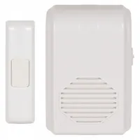 Indoor wireless doorbell chime for security systems. Features a 120 V AC plug-in receiver with a receiver height of 5 1/4 inches. Suitable for alerting personnel to visitors or entry events in commercial or industrial facilities