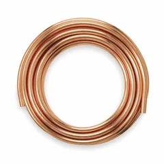 Copper tubing for medium-pressure plumbing applications. Type L, 1/2 in diameter, 20 ft coil. Maximum operating pressure 577 psi at 200°F. Not cleaned and capped.