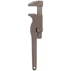 This nonsparking monkey wrench is constructed from nickel aluminum bronze, reducing the risk of sparks in hazardous environments. It features a smooth I-Beam design with an overall length of 8 inches and a jaw capacity of 1 1/2 inches. Typical applications include use in areas with flammable gases, vapors, or dusts, such as oil refineries, chemical plants, and grain handling facilities.