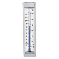 This fixed-angle thermometer and thermowell assembly measures temperatures from -10°C to 50°C (20°F to 120°F) with +/-1% accuracy. It features an NPT thermometer thread type for installation in pipes or tanks. Commonly used for temperature monitoring in industrial processes, HVAC systems, and storage environments