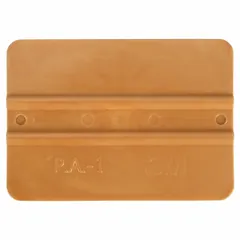 This hand applicator is designed for smooth application of films and tapes without bubbles or wrinkles. It measures 3 3/4 inches in length and 5 3/4 inches in width, featuring a gold nylon reinforced edge for durability. Suitable for use in painting, masking, and surface protection tasks.