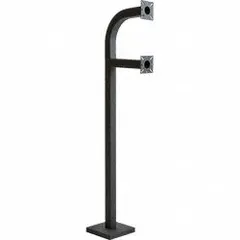 Carbon steel pedestal with black powder-coated finish, measuring 12 in x 8 in and 58 in overall height. Includes carriage bolt hardware. Used to mount and house access control devices such as card readers, keypads, or intercoms for gate operator systems.