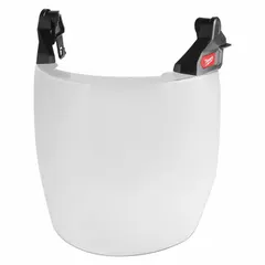 This clear face shield assembly is designed for use with BOLT™ series hard hats. It features a scratch-resistant coating and is reusable and X-ray detectable. Suitable for industrial environments requiring impact and splash protection.