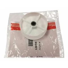 Idler pulley wheel for Whirlpool dryers. Maintains proper belt tension to ensure consistent drum rotation during drying cycles. Used in clothes dryers to guide the drive belt and reduce vibration.