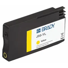 Yellow ink cartridge designed for use with the Brady J5000 printer series. Used for printing yellow labels and markers in industrial identification tasks such as wire marking, component labeling, and facility signage.