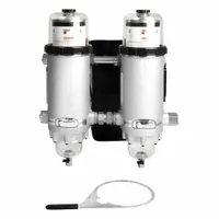 Aluminum fuel filter housing, 28 inches long, includes mounting bracket. Compatible with FS53014 fuel filter. Used in diesel engine fuel systems to house spin-on filters, protecting injectors and pumps from contaminants in heavy-duty trucks, construction equipment, and industrial machinery