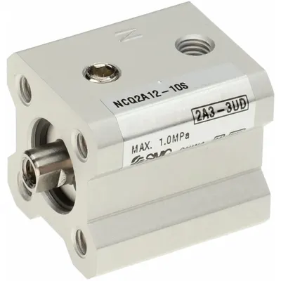 SMC Compact Cylinder: 12 mm Bore Dia, 10 mm Stroke Lg, Non-Magnetic Piston - Single-Acting Compact Air Cylinders
