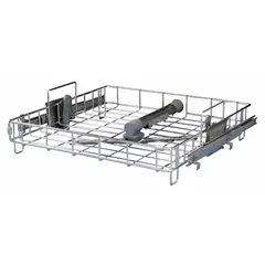 This stainless steel upper standard rack is designed for use in glassware washers. It includes side rails to help secure items during the wash cycle. The rack has an overall height of 6 inches and is suitable for organizing and holding glassware in the upper position of compatible washer systems.