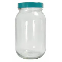 Clear Wide Mouth Round Glass Lab Bottles, 83-400, Colorless, 124 mm Dia, Pack of 6