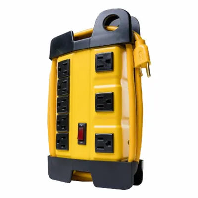 YELLOW JACKET Power Strip: 8 Outlets, 6 ft Cord Lg, 15 A Current, Not UL Rated for Healthcare - Industrial Power Strips
