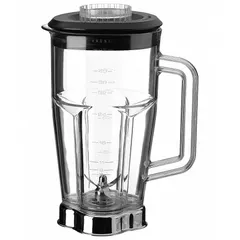 Polycarbonate blender container assembly with lid and blade, 48 oz capacity, in black/clear. Designed for use with the CB15SF heavy-duty food blender. Suitable for commercial blending tasks in foodservice environments.
