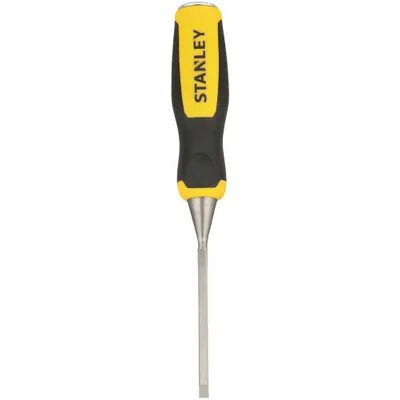 STANLEY Short Blade Chisel: Plastic, 9 1/4 in Overall Lg, 3/4 in Wd - Wood Chisels
