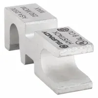 Stacking adapter with aluminum body for connecting multiple copper conductors. Accepts stranded copper wire sizes from 1/0 AWG minimum to 250 kcmil maximum. Used in electrical power distribution, panel building, switchgear, and utility connections