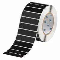 Polyester precut label roll with black gloss finish. Each label measures 3/4 in x 3 in, 500 labels per roll. Compatible with i5100 printer series. Used for on-demand identification of industrial panels and equipment in manufacturing and facility environments