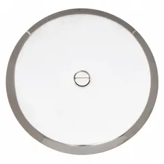 This wall cleanout cover provides access to plumbing cleanout points in walls or floors. It features a 5-inch overall diameter and 1/4-inch overall height, made of stainless steel with a chrome finish. The screw-in design includes screws for installation.