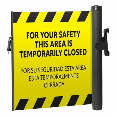 MODUS Mounted Barrier: Fixed Mount, 11 1/2 ft Belt Lg, Restricted Access Messaging - Wall-Mount Retractable Belt Barriers