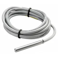 Hardwired metal-housed temperature sensor for remote cable mounting. Measures single point temperatures from -40°F to 248°F with ±0.9°F accuracy. Stainless steel construction. Compatible with building automation systems for HVAC, refrigeration, and industrial process monitoring.