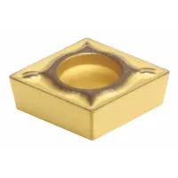 Diamond indexable turning insert for precision machining of non-ferrous materials, composites, and abrasive plastics. Commonly used in finishing and semi-finishing operations requiring tight tolerances and superior surface finish