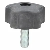 This 5-arm knob features a plastic body with a steel thread insert for corrosion resistance. It has a 1/2"-13 thread size and 1.25 in thread length. Used for manual clamping, positioning, and adjustment on industrial machinery, jigs, and fixtures