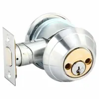 Standard cylindrical deadbolt for doors up to 2 inches thick. Features a satin chromium-plated finish, Everest 29 S keyway, and conventional core cylinder with core included. ADA compliant. Suitable for use in commercial and institutional settings where secure locking is required