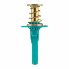 Carbon steel anchor designed for embedding into wet concrete to create a threaded attachment point. Used for securing steel decking, structural supports, or equipment in construction and industrial applications. 1/2"-13 thread size. Blue finish. 50 per pack.
