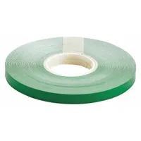 Solid green vinyl floor marking tape, 1/4 in wide by 50 ft long, 4 mil thick. Used for designating aisles, work zones, and storage areas in industrial facilities. The green color indicates safety or first-aid areas