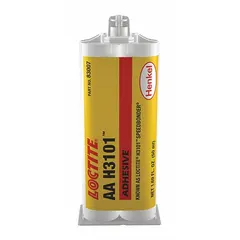 Two-part acrylic adhesive supplied in a 50 mL dual-cartridge format for use with two-part applicators. Formulated as a white paste that cures to a white color at ambient temperature. Suitable for bonding metals, plastics, and composites in industrial assembly applications requiring gap filling and high strength.