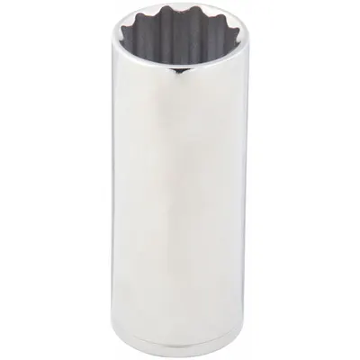 WESTWARD Socket: Metric, 1/2 in Drive Size, 22 mm Socket Size, 12-Point, Deep, Chrome - 1/2" Drive Hand Sockets