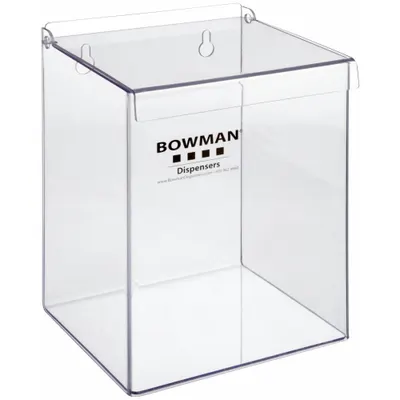 BOWMAN DISPENSERS Face Mask Dispenser: PETG Plastic, Clear, 9 in H x 6 3/4 in W x 6 in D - Bulk Disposable Mask Dispensers