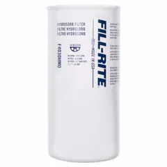 This FILL-RITE Hydrosorb replacement filter removes water from diesel and other fuels in industrial dispensing systems. It features a steel body, Hydroglass filter material, 30-micron rating, and 40 gpm maximum flow rate. Commonly used in fleet maintenance, construction, and agricultural fueling operations.