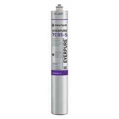 This quick-connect water filter uses carbon media to reduce chlorine taste. With a flow rate of 2.5 gpm and overall height of 20 3/4 inches, it is suitable for use with ice machines and refrigerators in commercial or residential settings.