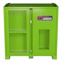 This jobsite cabinet offers 50.77 cu ft of storage with dimensions of 30 in W x 60 in D x 60 in H. It is finished in brown and features a proprietary recessed padlock for secure storage of tools and equipment on construction or industrial sites
