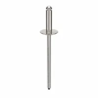 Open-end large flange blind rivet with 0.122" diameter, 1 3/4" overall length, and 29/64" body length. Inch-series fastener supplied in a 500-piece pack. Used for fastening materials where access is limited to one side, typical in industrial assembly, metalworking, and maintenance applications