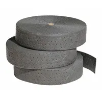 This gray polypropylene sorbent roll is 150 ft long and 4 in wide, supplied in a 3-pack. Designed for absorbing industrial spills and leaks of oils, coolants, solvents, and water. Commonly used in maintenance, machining, and fluid-handling areas