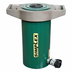 The SIMPLEX R1006 is a single-acting general purpose ram with a steel body, rated for 100 ton nominal capacity and a 7 in nominal stroke. It is used for lifting, pressing, and maintenance tasks in industrial settings.