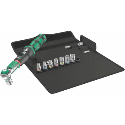 WERA Torque Wrench Set: Newton-Meter, 1/4 in Drive Size, 2 N-m to 12 N-m - Interchangeable Head Torque Wrench Kits