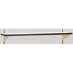 This beige plastic riser adds shelving space to workbenches in industrial workshops, assembly lines, and maintenance areas. It measures 60 inches wide by 12 inches deep and includes mounting hardware for secure attachment.