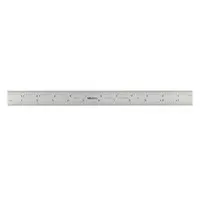 This 12-inch stainless steel rigid rule features SAE graduations of 1/64 inch and decimal markings, with a chrome finish and black background for contrast. The inside-read design allows direct measurement of internal dimensions. Etched markings ensure long-lasting readability. Typical applications include precision linear measurement in machining, inspection, and quality control