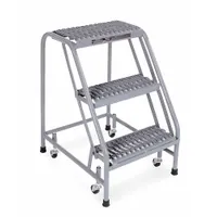 COTTERMAN Step Stool: 2.5 ft Overall Ht, 450 lb Load Cap, 3 Steps, Stainless Steel, Wt-Actuated (MPN 1003N1820A3E10B3 SS P1 P8)