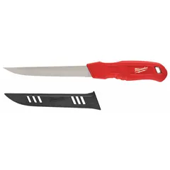 This smooth-edge insulation knife features a 12-inch blade designed for cutting fiberglass, foam board, and other insulation materials. It is suited for HVAC ductwork installation and maintenance tasks where clean, precise cuts are required.