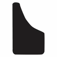 Polymer mud flaps for rear vehicle location. Each flap measures 17 3/4 in height, 11 3/4 in width, and 1/8 in thickness. Sold as a 1-pair set in black. Used on trucks, trailers, and heavy equipment to reduce spray and debris from rear tires