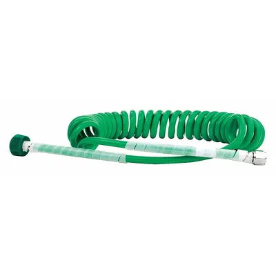 MAXTEC Single-Coil Oxygen Hose, 1/4 in, Green, Brass Fittings, DISS Female - Single-Coil Oxygen Hoses