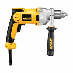This corded pistol-grip drill features a 1/2 in keyed chuck and a 10 A motor delivering 1,250 RPM no-load speed. Weighing 4.9 lb, it is suited for drilling in metal, wood, and masonry in construction, fabrication, and maintenance tasks.
