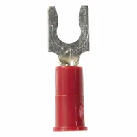 3M Fork Terminals: Red, Vinyl, #8 Stud Size, 22 AWG – 18 AWG Wire Range, Locking Fork, 1,000 V (MPN 1361)